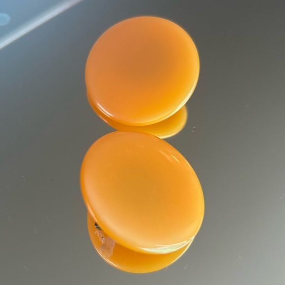 Orange Circle with silver Clip-on Earrings - Picture 4 of 10